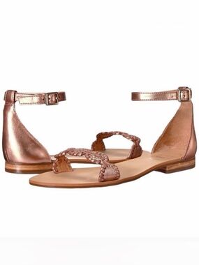 Jack Rogers‎ Daphne Metallic Rose Gold Ankle Strap Sandals Size 12